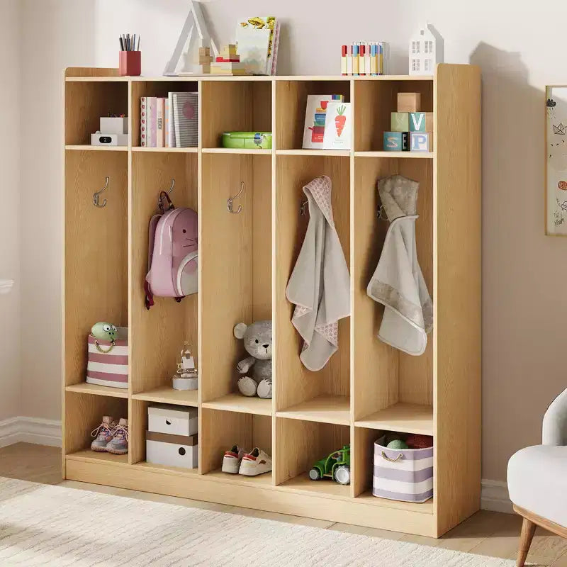 Vestiaire de classe 5 sections avec 10 casiers, organisateur de rangement avec 10 crochets pour la maison, l'école, la crèche, la maternelle