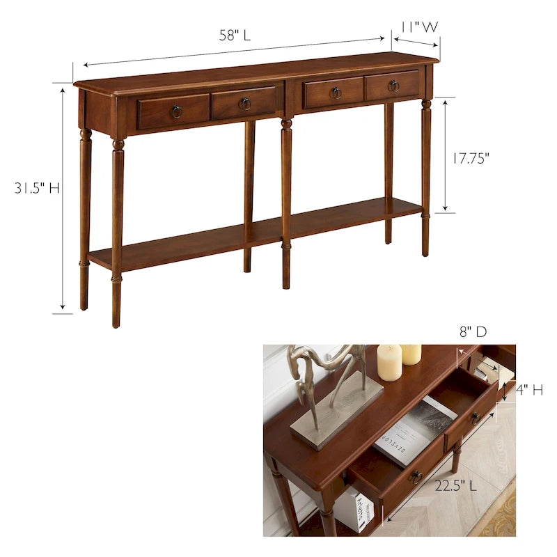 Leick Home Coastal, Console étroite de couloir à un tiroir