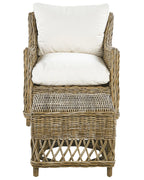 Fauteuil de jardin avec repose-pieds Rotin Naturel