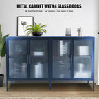 Meuble élégant à 4 portes en verre trempé, 4 portes en verre, étagère réglable