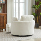 Fauteuil d'appoint pivotant rembourré 42,3 W avec 4 oreillers et pouf de rangement demi-lune