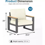 Fauteuil d'extérieur en aluminium Heynemo, 2 pièces, fauteuil simple en métal toutes saisons pour patio, ensemble de conversation pour porche, jardin et arrière-cour