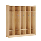 Organiseur de Manteaux pour Enfants avec 10 Casiers et Crochets, Meuble de Rangement à 5 Sections pour Salle de Classe, Crèche, Entrée ou Salle de Jeux, Chêne Naturel