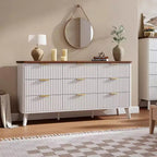 Commode cannelée à 9 tiroirs, commode moderne, meuble TV en bois, design à profil incurvé, pour salon, couloir
