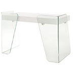 Bureau ARCHIE avec plateau en verre transparent.