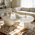 Table basse ovale standard blanche minimaliste avec 2 tiroirs