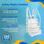 Escalier de piscine facile Blue Wave avec échelle extérieure pour piscines hors sol - 32,5 po L x 56 po P x 81 po H