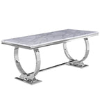 Table de salle à manger moderne avec piètement en U en acier inoxydable