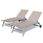 Chaise longue – Lot de 2, chaises longues avec roulettes, chaises longues avec 5 positions réglables, chaises de piscine (2 chaises longues)
