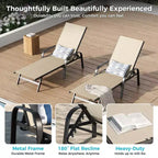 Lot de 2 Chaises Longues de Jardin, Chaises Inclinables Réglables sur 5 Positions avec Tissu Textilène, Transats de Piscine pour Jardin et Balcon