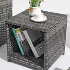 Sunsitt Ensemble de 5 fauteuils de conversation d'extérieur et poufs avec table basse blanc