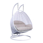 LeisureMod Fauteuil suspendu œuf 2 places avec support - Balançoire / hamac de patio en rotin osier pour extérieur/intérieur avec coussins