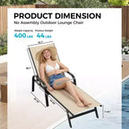 Lot de 2 Chaises Longues de Jardin, Chaises Inclinables Réglables sur 5 Positions avec Tissu Textilène, Transats de Piscine pour Jardin et Balcon