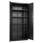 Armoire de Rangement Métallique VEVOR, Meuble de Rangement Verrouillable en Acier de 175 cm avec 4 Étagères Réglables, 2 Portes Magnétiques, 2 Clés, 5 Niveaux de Rangement pour Outils, Noir