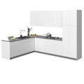 Collection Harmonie de Cuisine Blanc Brillant et Gris Socle Taille 8x10 pieds de large - 126x96