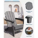Ensemble de 4 chaises Adirondack pliantes avec 2 tables d'appoint, chaises d'extérieur modernes en HDPE pour patio, terrasse, balcon, jardin