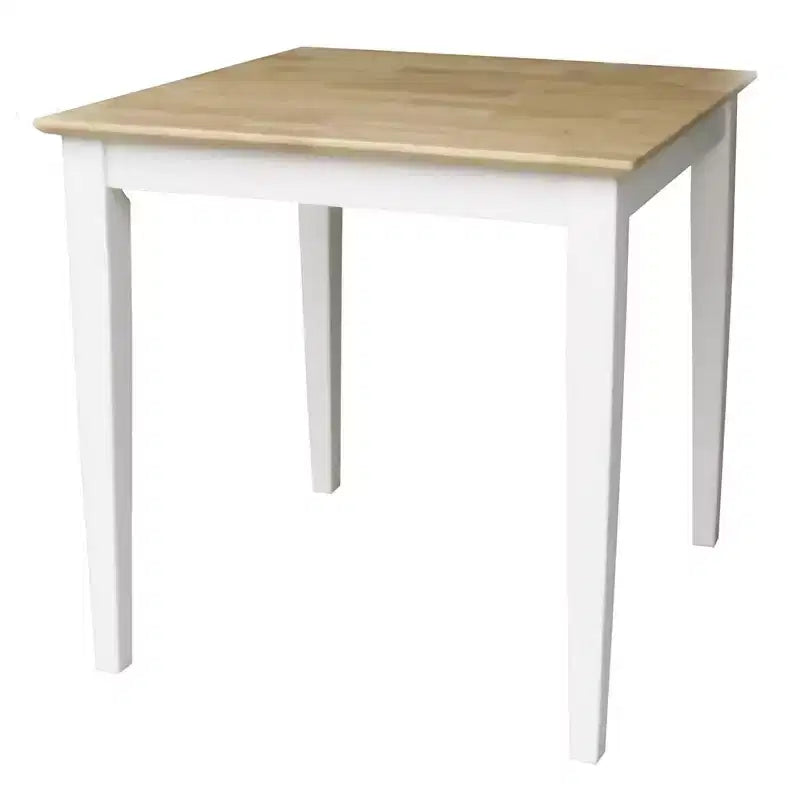 Ensemble table à manger 3 pièces avec 2 chaises à dossier à barreaux blanc/naturel – International Concepts : Bois massif, carré, non extensible
