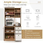 Garde-manger de cuisine de 180 cm avec 3 armoires de rangement et 3 tiroirs profonds