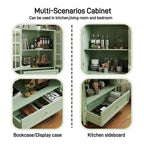 Meuble de rangement, Meuble bas en bois avec 1 tiroir et 2 portes vitrées, Buffet de style rustique avec rangement pour salon