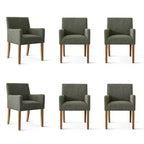 Lot de 6 chaises de salle à manger capitonnées avec accoudoirs, fauteuils modernes en lin avec pieds en bois, chaises d'appoint pour salle à manger, salon – Panipeachy