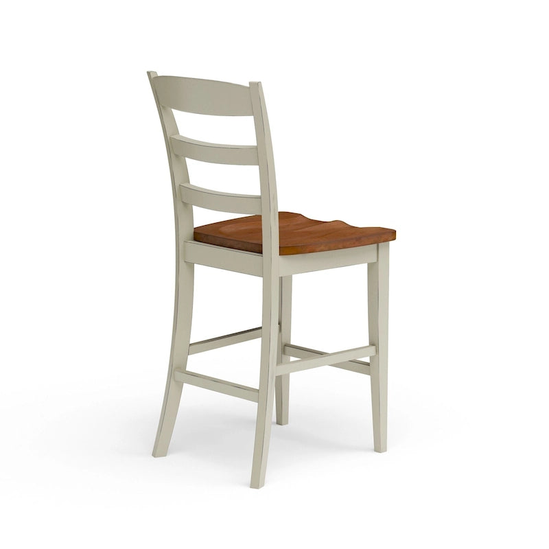 Ensemble îlot de cuisine 3 pièces Homestyles Monarch en bois blanc cassé avec plateau en bois à abattant - 48 x 25 x 36