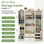 Armoire de rangement de cuisine sur pied Whisen 71H, grand buffet de salle à manger avec 6 portes et étagères réglables