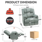 Fauteuil inclinable pivotant et à bascule en tissu Lazy Boy, grand fauteuil berçant manuel rembourré à l’excès avec accoudoirs à coussinet et dossier rembourré