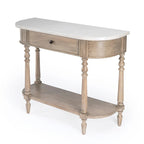 Console plateau marbre – Marron clair / Gris / Noir délavé, Demi-lune, Assemblage 1 personne