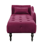 Chaise longue moderne de 154 cm avec revêtement en velours, boutons capitonnés, pieds en bois massif et clous de tapissier