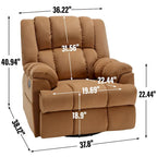 Fauteuil inclinable pivotant et à bascule en tissu Lazy Boy, grand fauteuil berçant manuel rembourré à l’excès avec accoudoirs à coussinet et dossier rembourré