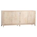 Buffet Isabelle à 4 portes avec façade à motif sculpté à la main, 200 cm, pin, délavé clair