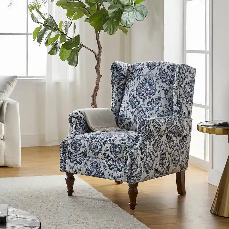 Fauteuil traditionnel à oreilles Gott avec pieds en bois massif par HULALA HOME