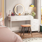 Bureau d'ordinateur réversible avec 5 tiroirs, bureau de travail à domicile avec caisson de rangement pour dossiers et support pour imprimante