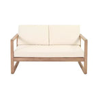 Ensemble de meubles de patio en bois d'acacia, ensemble de conversation extérieur avec table basse et coussins moelleux pour jardin, véranda et balcon, Beige - Merax