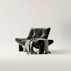 Fauteuil d'appoint contemporain en chenille noire capitonnée sans accoudoirs