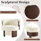Fauteuil tonneau pivotant à 360° Whisen avec design sculptural en bois cintré, structure en bois massif, 32 po de largeur, polyvalent pour le salon et la chambre à coucher