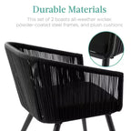 Lot de 2 chaises de salle à manger d'extérieur Best Choice Products, en osier tressé, capacité de 113 kg