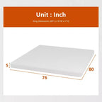 FDW Matelas en mousse à mémoire de forme 5 pouces, fermeté moyenne, certifié CertiPUR-US, matelas en boîte soulageant la pression, sans fibre de verre, blanc