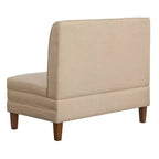 Lifestorey Ensemble de salle à manger 4 pièces Kerrington avec banquette à dossier cannelé Noyer/Crème : Tissu aspect lin, Table sur pied central