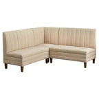Lifestorey Ensemble de salle à manger 4 pièces Kerrington avec banquette à dossier cannelé Noyer/Crème : Tissu aspect lin, Table sur pied central