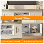 Meuble TV moderne pour téléviseurs de 65 pouces, meuble de rangement rustique avec grands placards, console multimédia pour salon et bureau