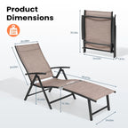 Pellebant Lot de 2 chaises longues de patio réglables en aluminium – N/A