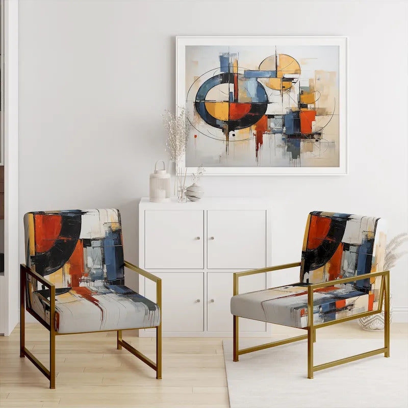 Fauteuil d'appoint rembourré et fauteuil moderne du milieu du siècle Designart Colorful Mid Century Abstract Fusion I