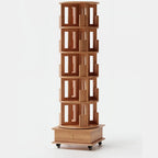 Bibliothèque verticale étroite rotative en bois
