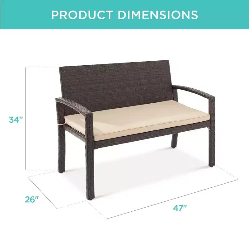 Banc de jardin en osier d'extérieur 2 places Best Choice Products avec coussin, capacité de 317 kg