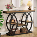 Table console Lantine 39.4, table de canapé industrielle à 4 niveaux Table d'entrée avec étagères de rangement et cadre en métal pour petits espaces, couloir, foyer, marron