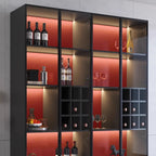 Meuble de rangement à vin minimaliste en bois noir avec porte vitrée