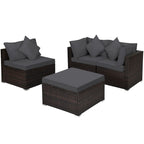 Ensemble de meubles de patio en rotin 4 pièces avec coussins et oreillers amovibles – Canapé d'angle : 73,7 x 73,7 x 63,5 cm