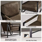 Yaheetech Lot de 2 fauteuils de salon rétro rembourrés avec accoudoirs en métal, coussin d'assise et de dossier amovible