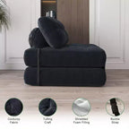 Canapé-lit futon pliant entièrement en velours côtelé, chaise de couchage convertible au sol avec oreiller et dossier